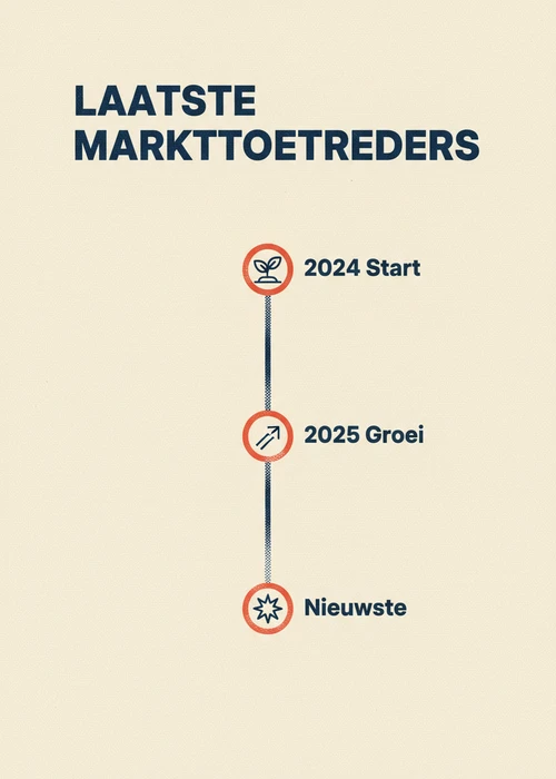 Tijdlijn van de laatste markttoetreders met Paysafecard: 2024 start, 2025 groei en de nieuwste aanbieders.