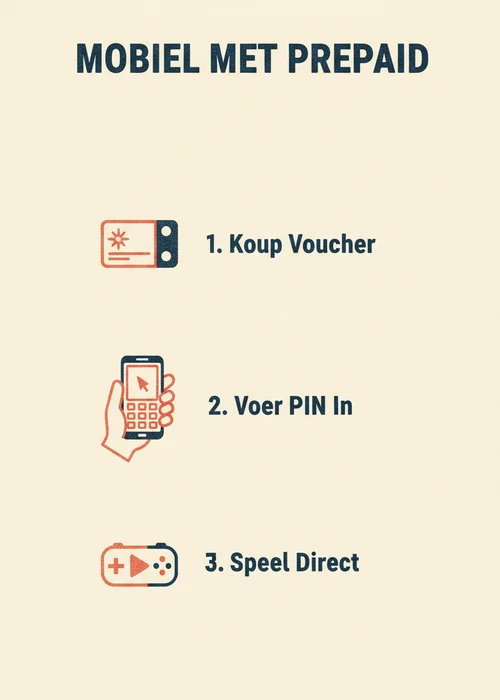 Mobiel met prepaid in drie stappen: koop voucher, voer PIN in en speel direct bij een Paysafecard casino.